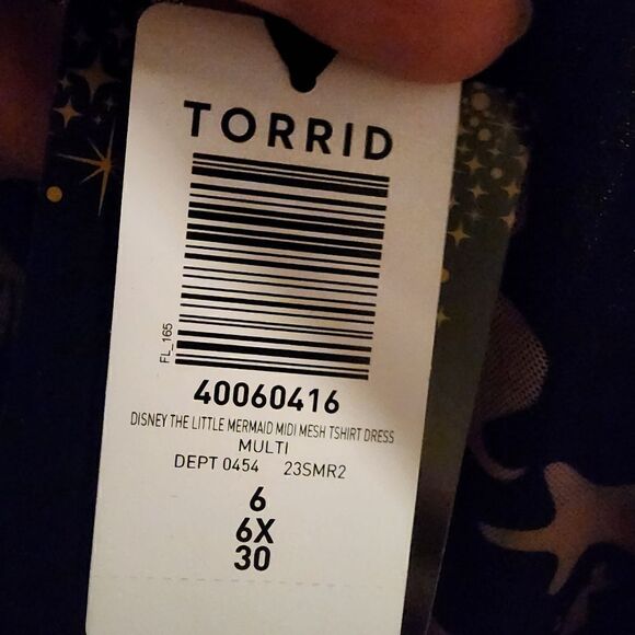 6X 30W Torrid Black Disney Little Mermaid Midi Mesh T Shirt Dress Princess paste - Picture 11 of 11